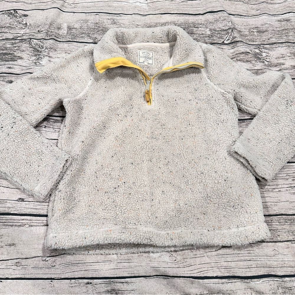 Fat Face High Pile Textured Cream Quarter Zip Fleece Size 4